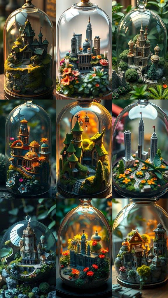 City Inside Terrarium: Detailed Matte Painting