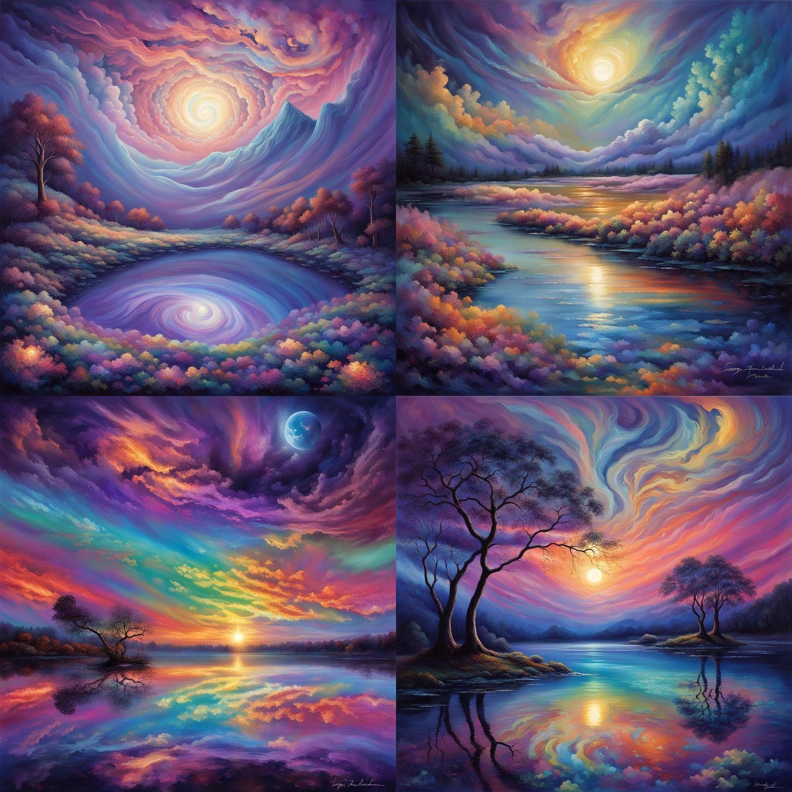 Surreal Iridescent Landscape in Matte Painting Style