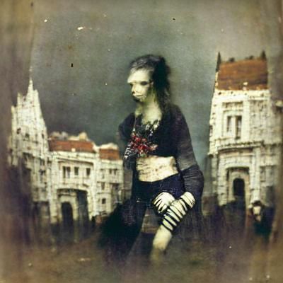 Victorian Goth Zombie in a City at Night