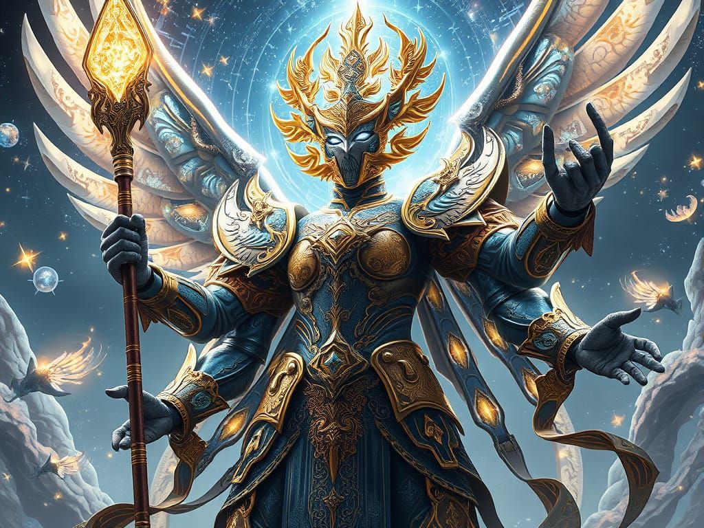 Celestial Guardian with Living Constellation Armor