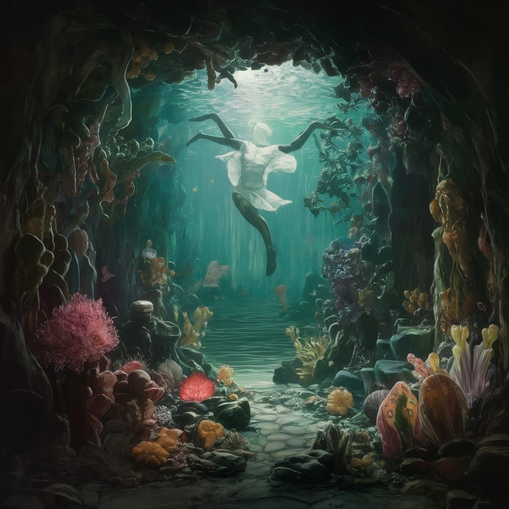 Whimsical Retrofuturistic Scenes of Aquatic Life in Deep Sat...