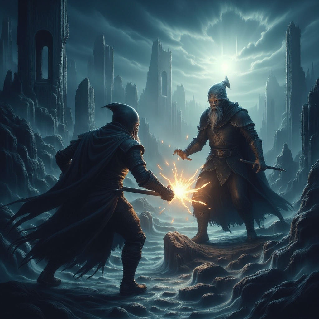 Dark Guard and Wizard in Gothic Ruins