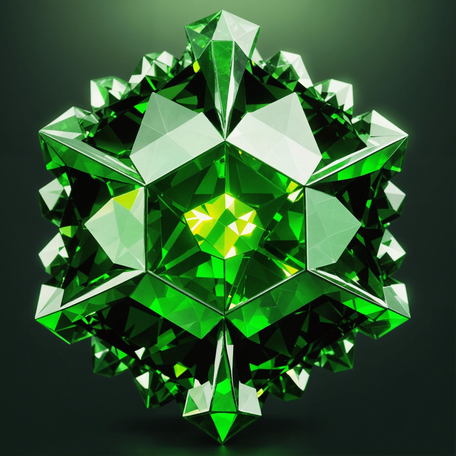 icosahedral shape emerald jewel.