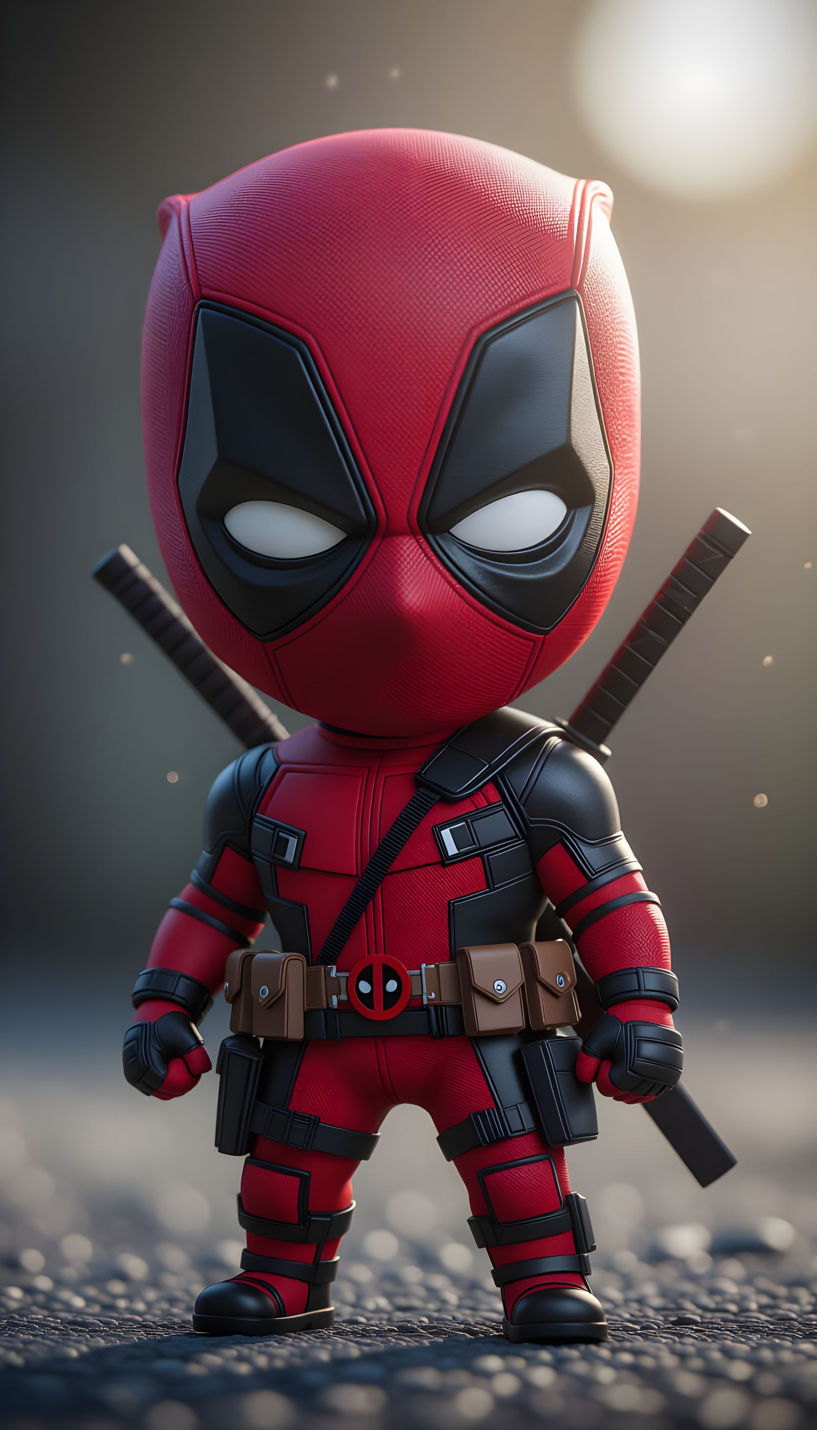 Chibi Deadpool Portrait in Pixar Cinematic Style