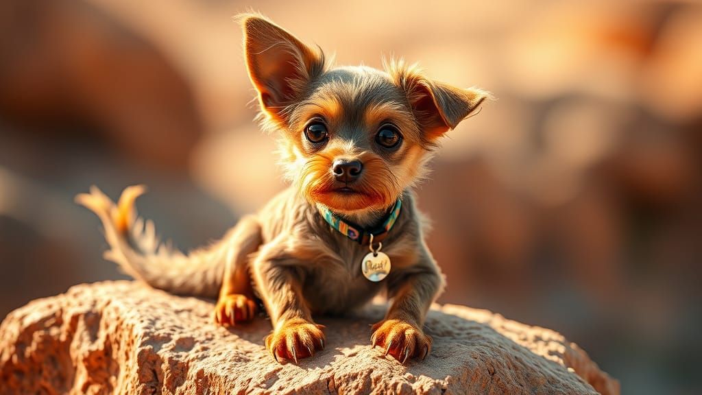 Surreal Canine Creature with Reptilian Features in a Sunny P...