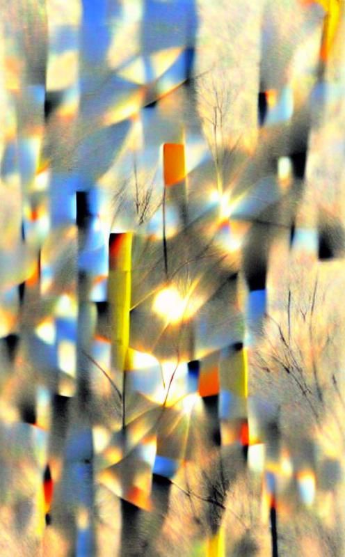 Radiant Light Rays in Ethereal Color-Field Painting