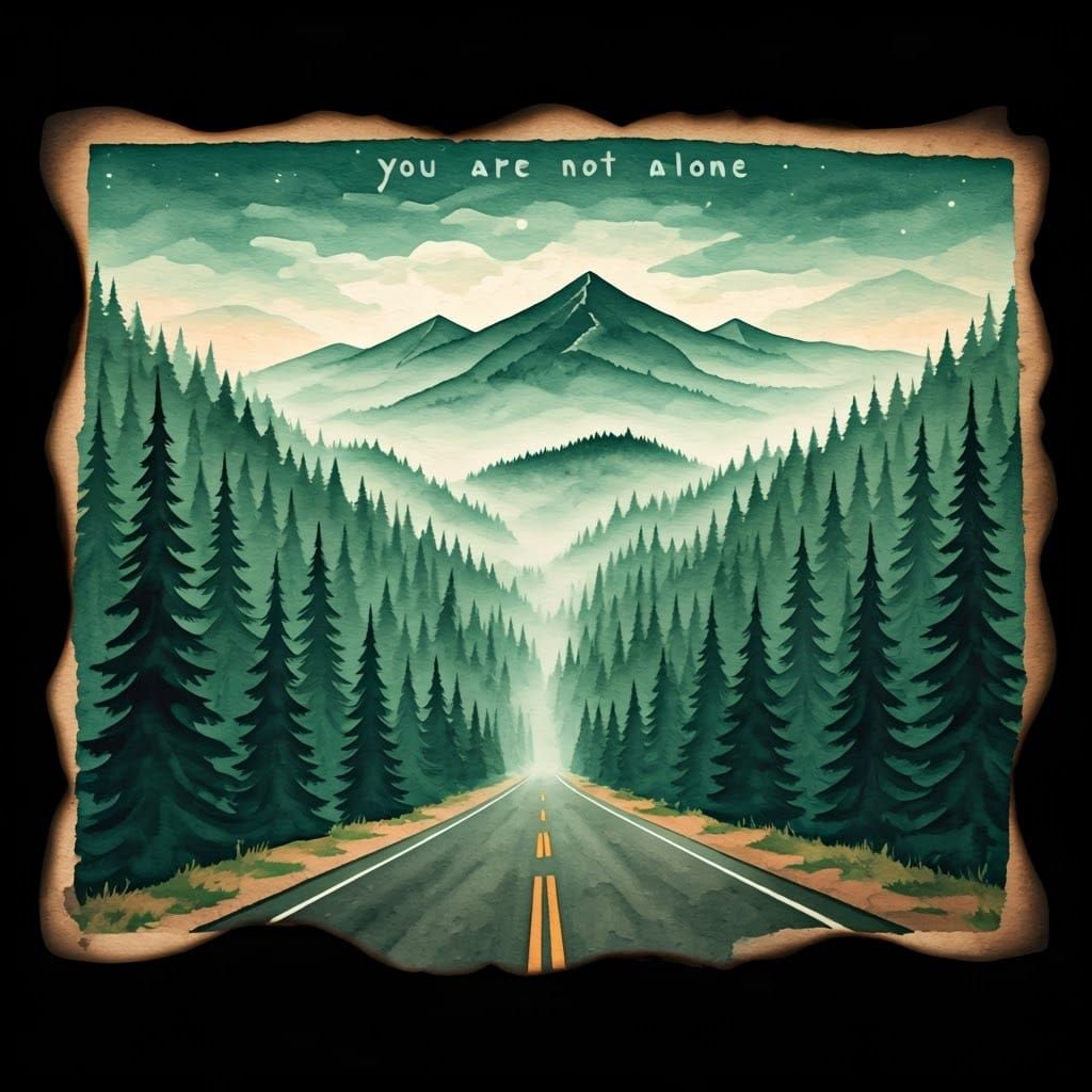 Ethereal Highway in Mystical Watercolor