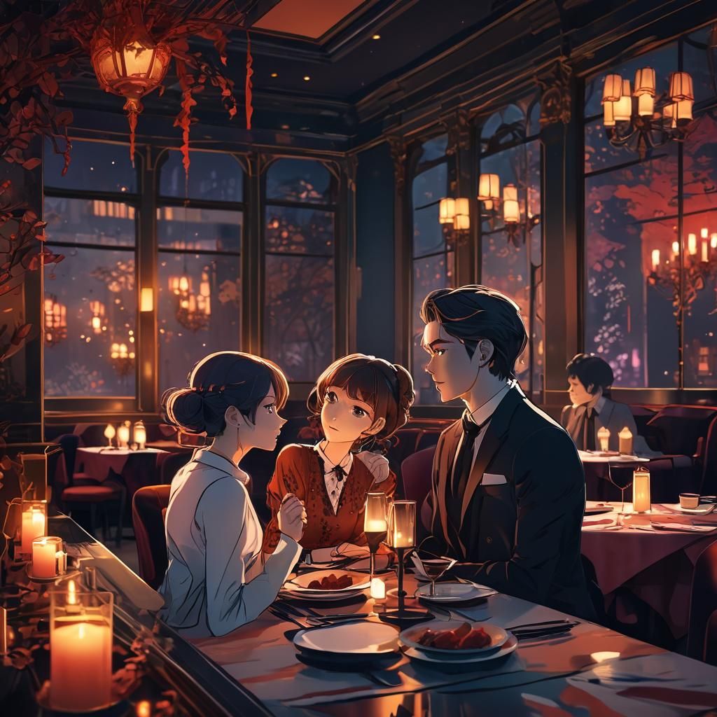 Romantic Anime Date in Studio Trigger Style