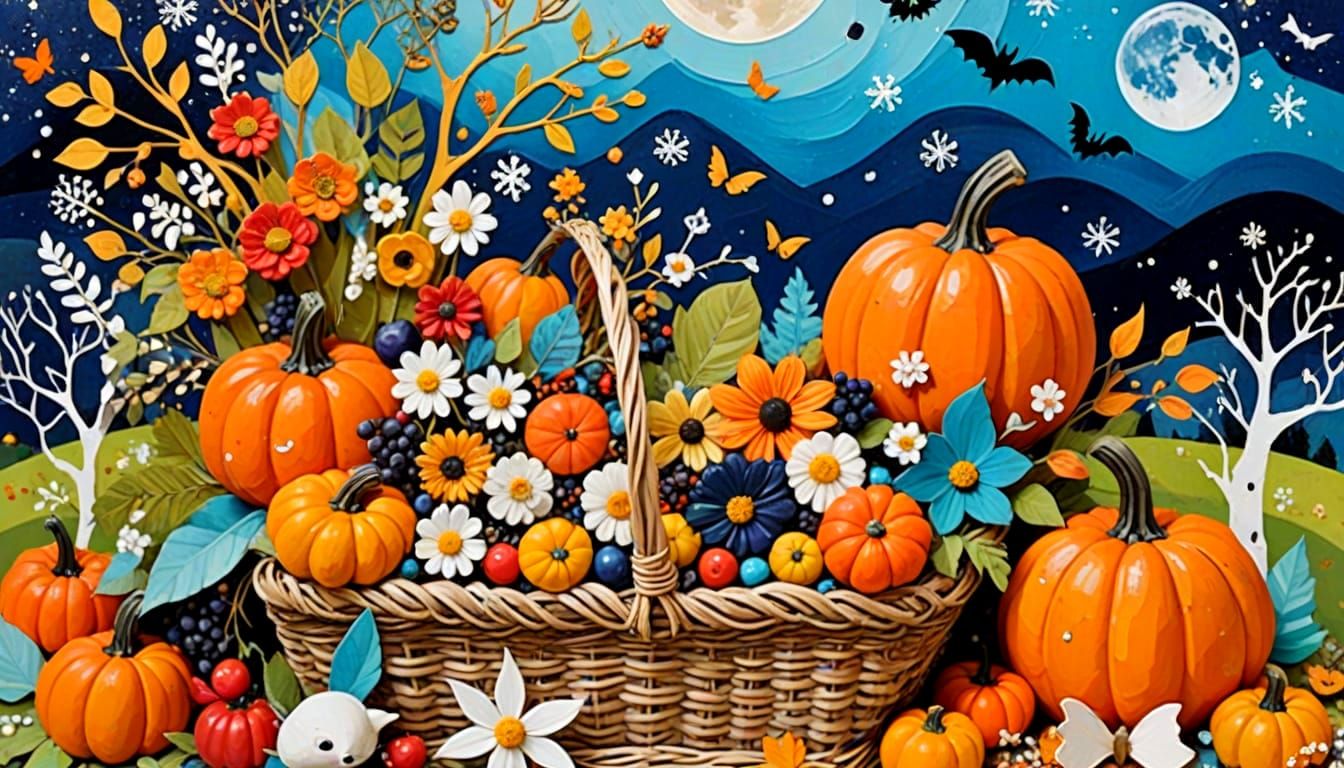 Surreal Seasons Mosaic Masterpiece in Mixed Media