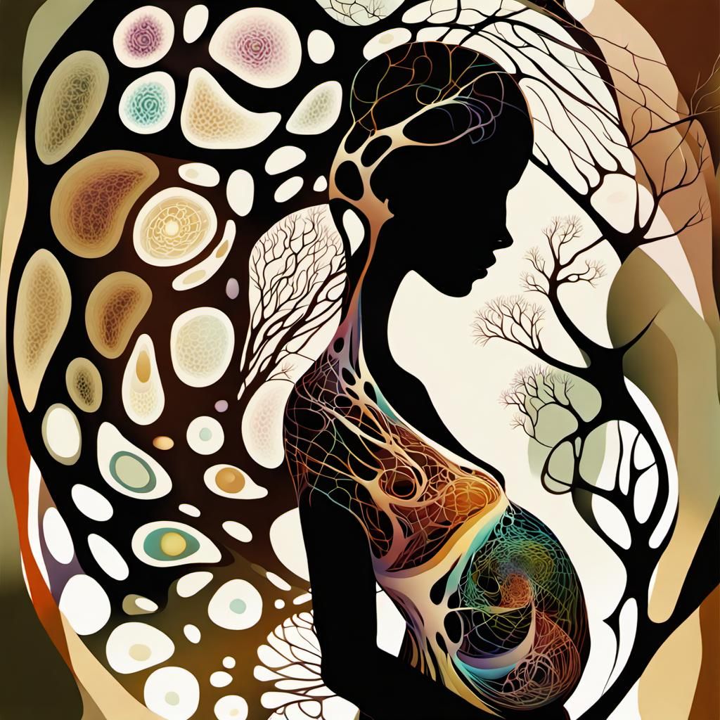 Pregnant Mother in Dreamlike Gouache Style