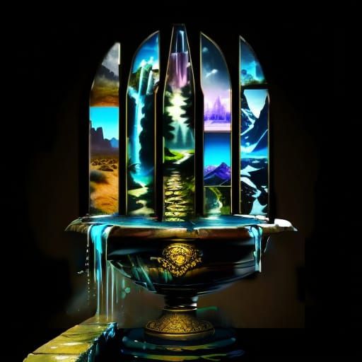 Blue Slime Fountain with Jewels in CGI VFX