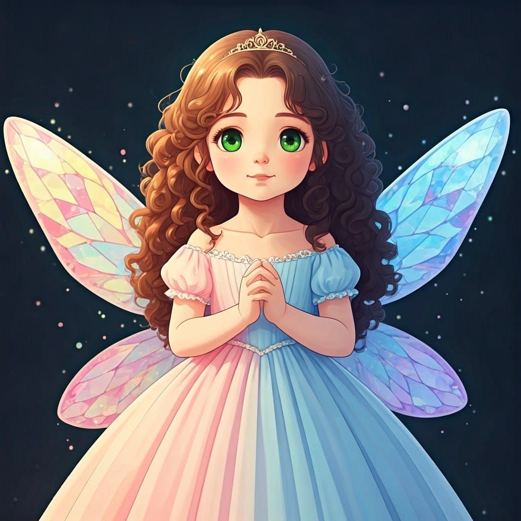 Two Cute Girls with Butterfly Wings in Anime Style