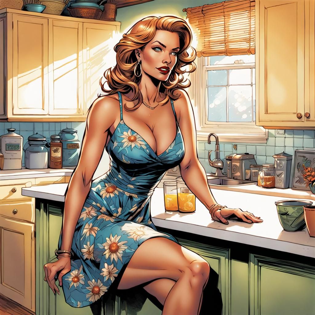 Sundress Portrait in Comic Book Style