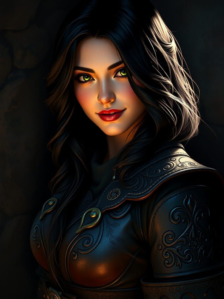 The Enigmatic Night Princess in Art Nouveau Armor