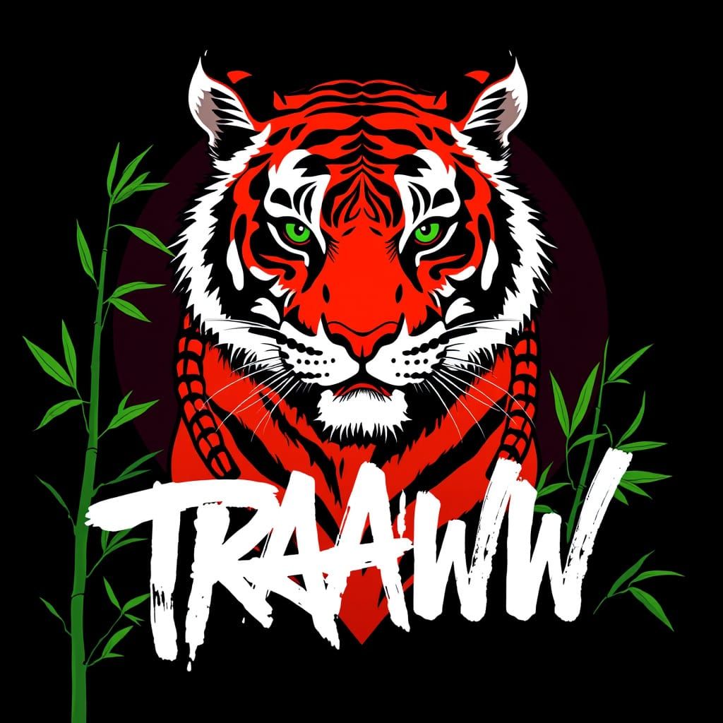 Majestic Japanese Tiger in Bold, Graphic Strokes