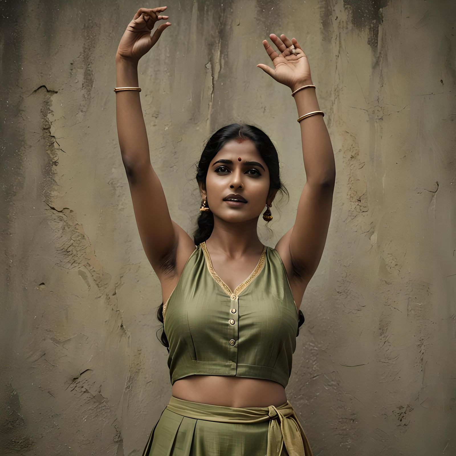 Cinematic Portrait of Telugu Girl in Sleeveless Blouse