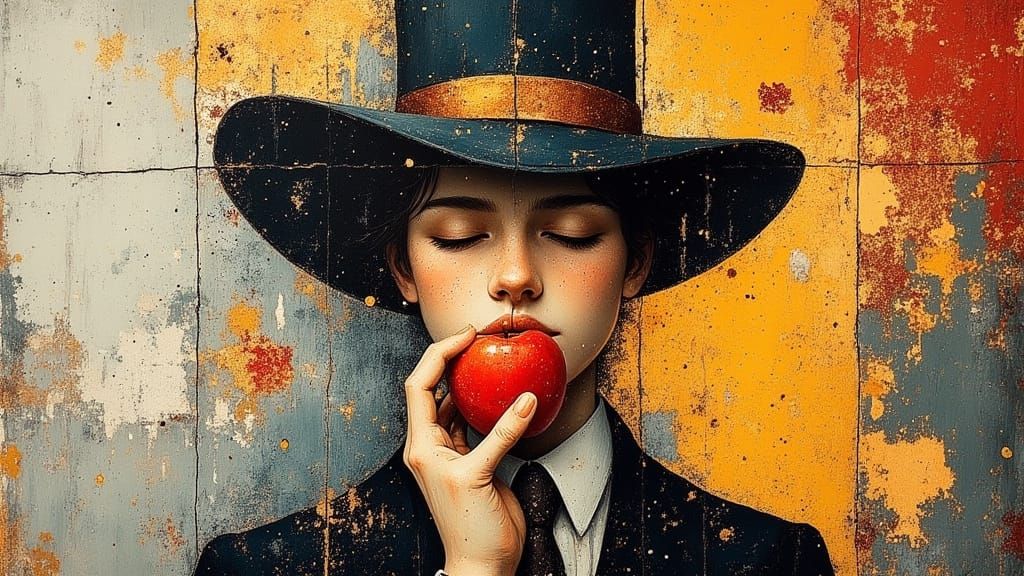 Man with Apple, in Style of Cézanne