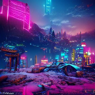 Neon Cyberpunk Cityscape in Synthwave Style
