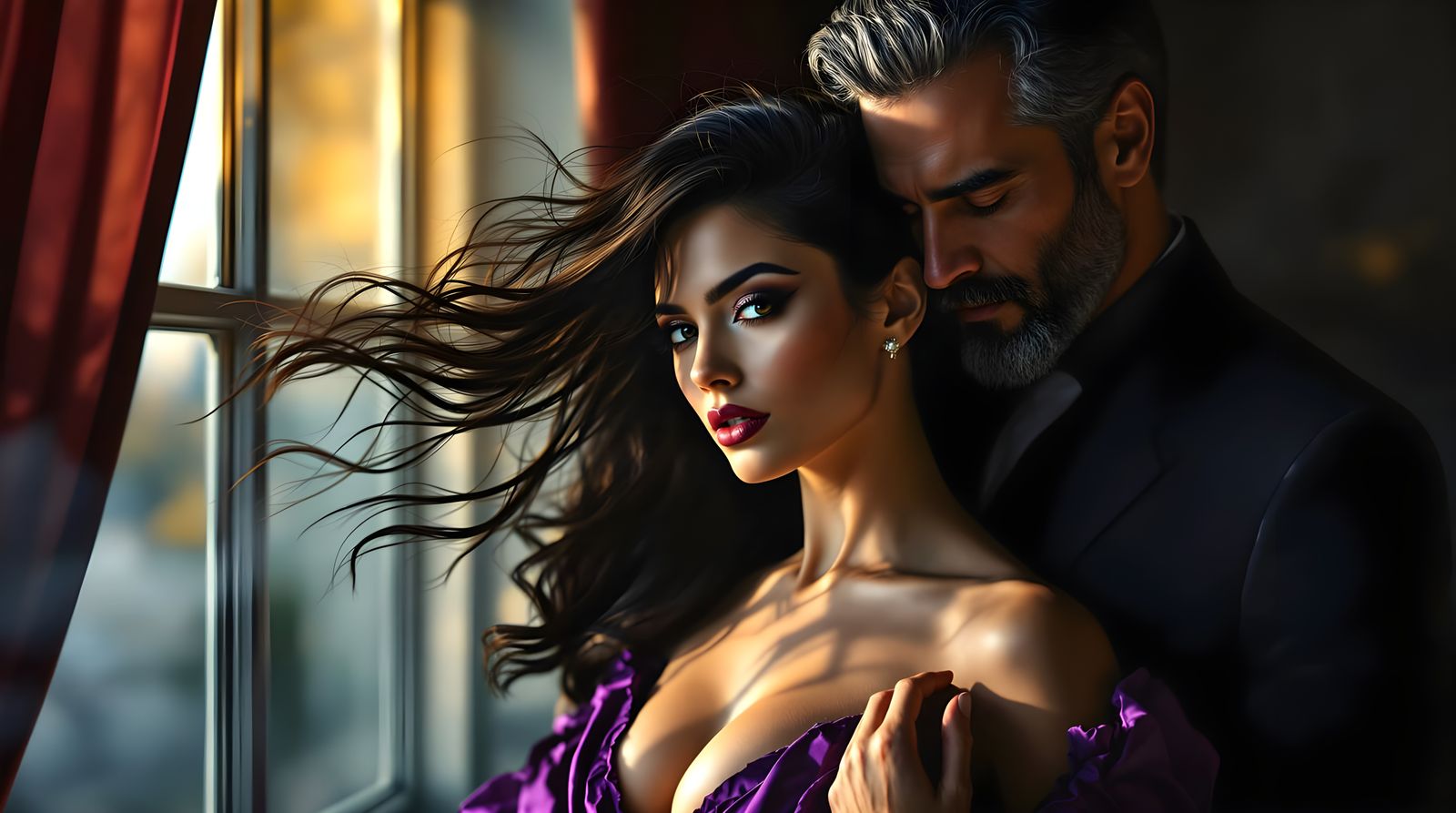 Dramatic Couple in Atmospheric Lighting