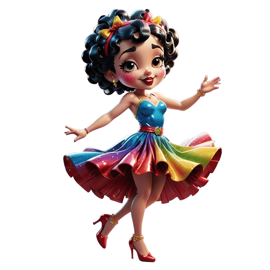 Vibrant Betty Boop Dancing in Dynamic Splash Art