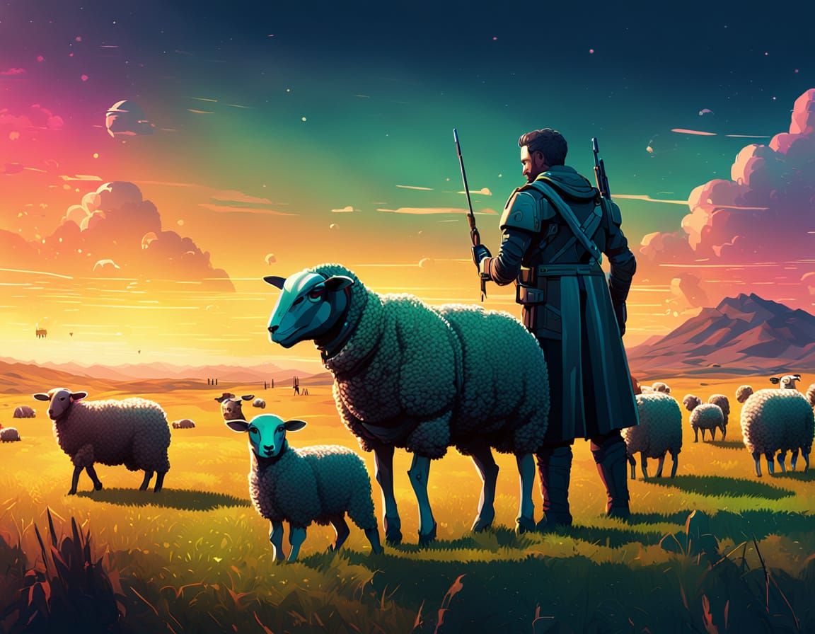 "Android Shepherd with his flock of 'Android Sheep" #15