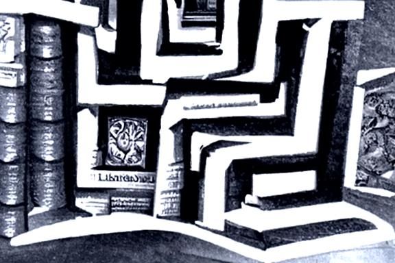Cathedral Library Labyrinth Inspired by Piranesi and Escher