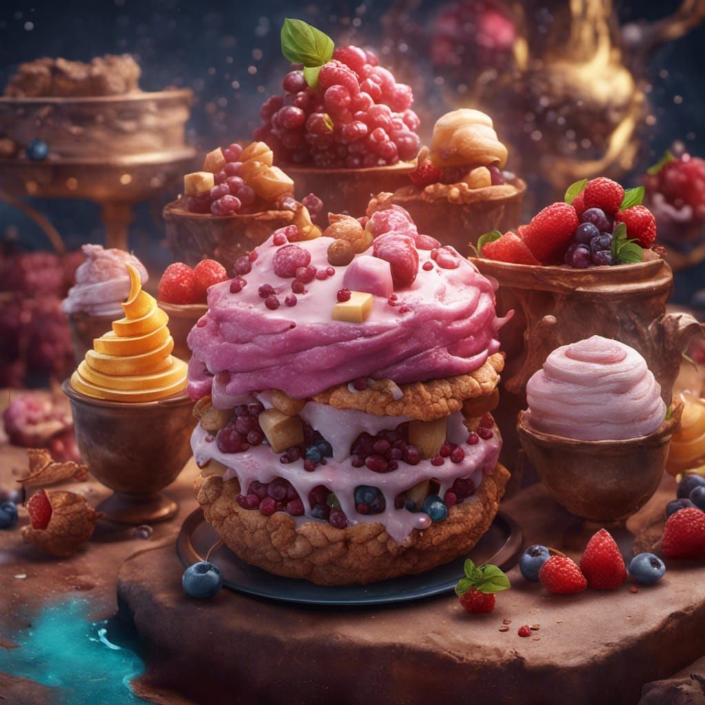 Fantastical Dessert in Detailed Matte Painting Style
