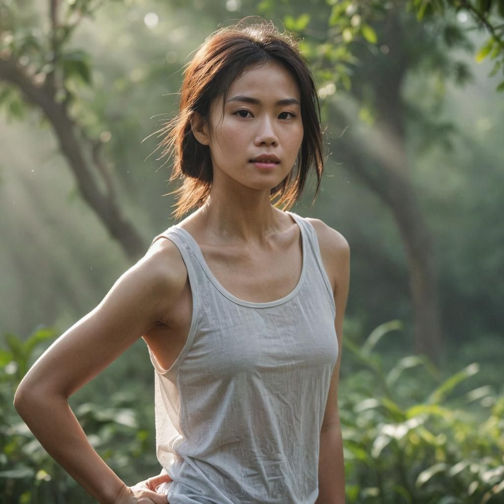 Vietnamese Woman with Muscular Physique in Natural Light