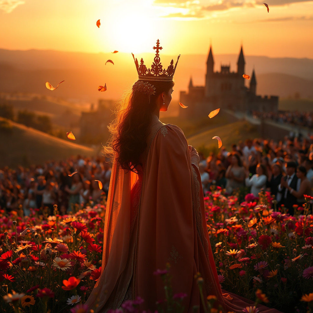 Queen's Coronation at Dawn in Impressionistic Style