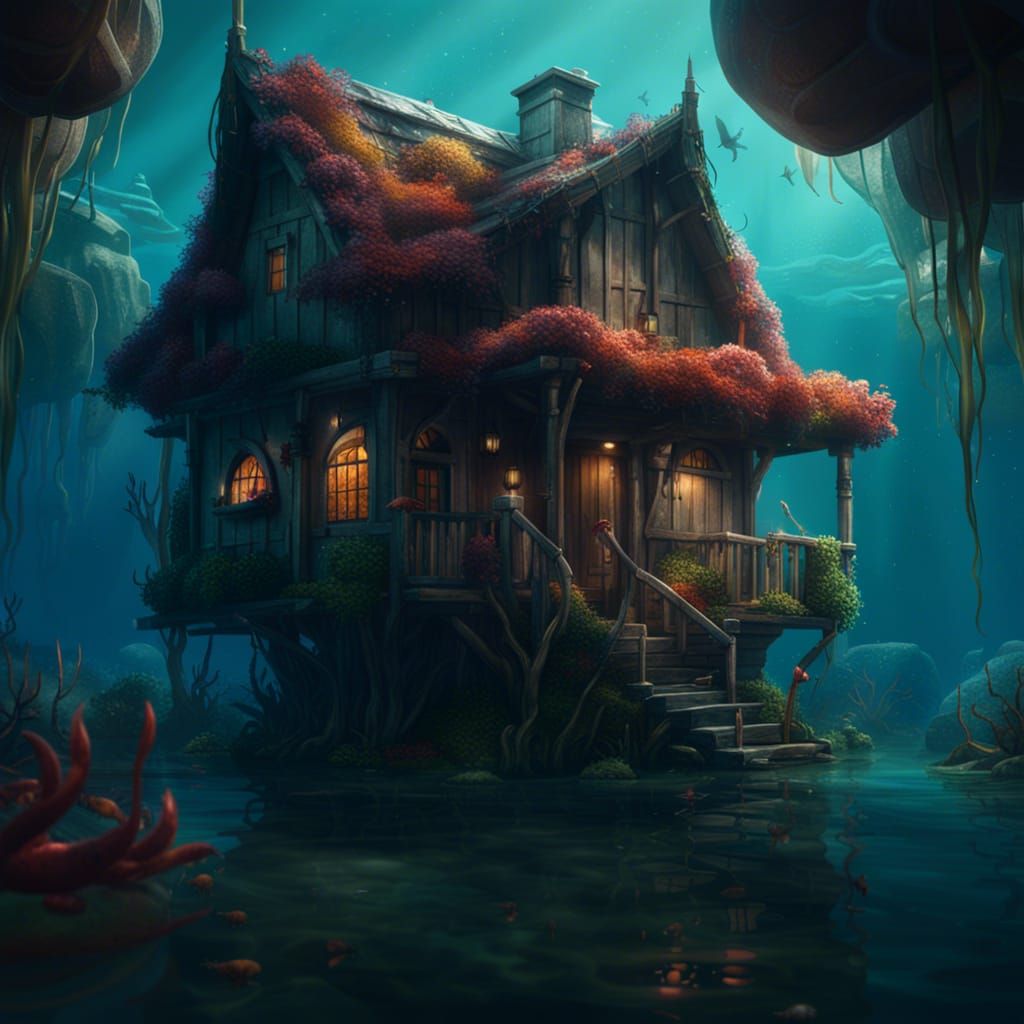 Fantastical Underwater Crawfish House in Detailed Matte Pain...