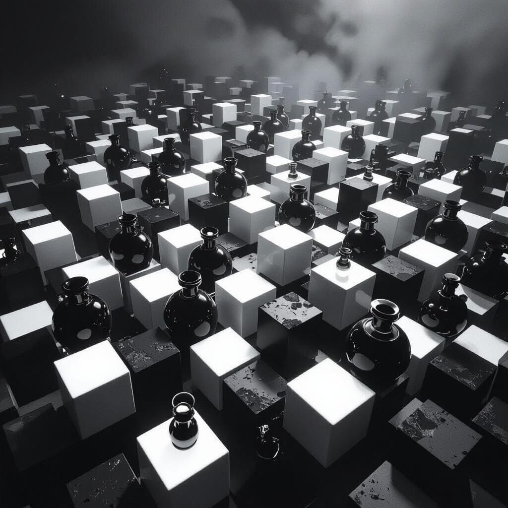 Chaotic Grid of Squares in a Pitch-Black Void