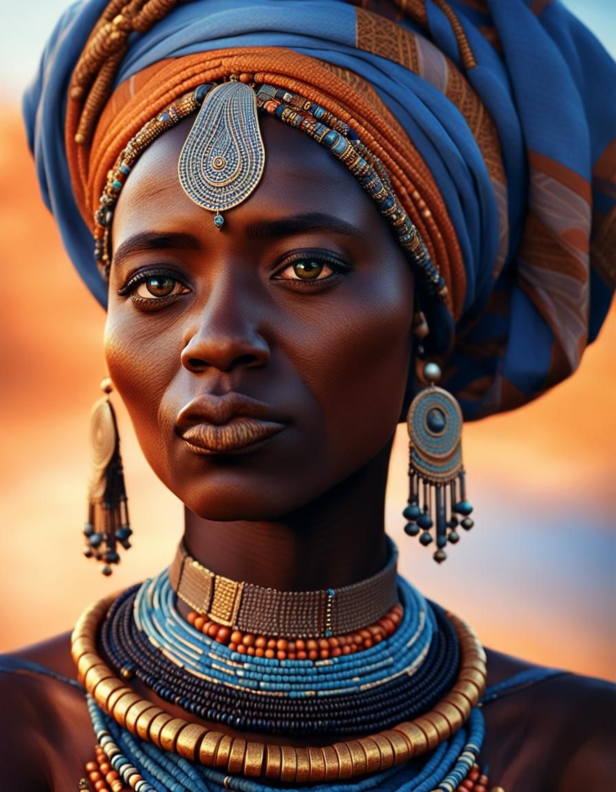 Serene Sudanese Beauty in Golden Hour