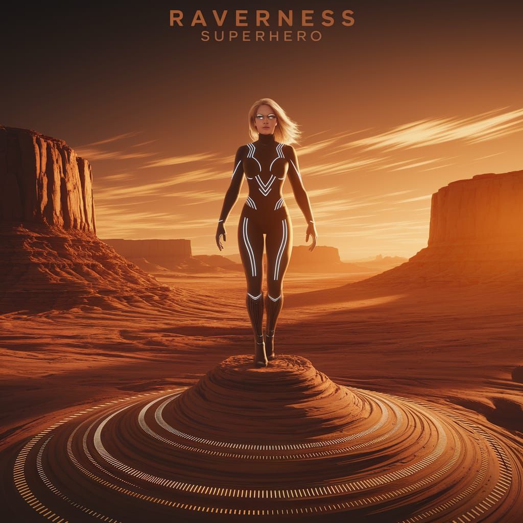 Raverness Superhero at Sunset: Digital Art