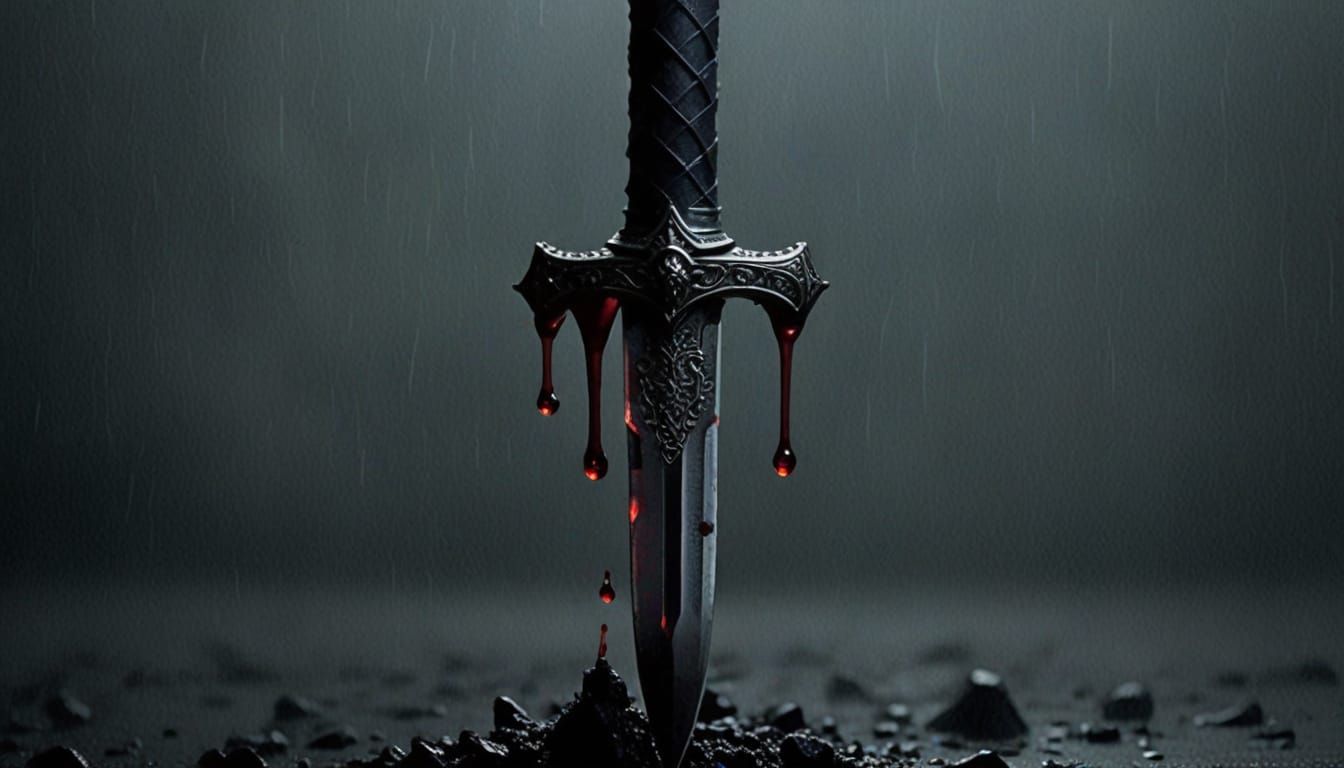 A sinister black dagger dripping with dark purple poison