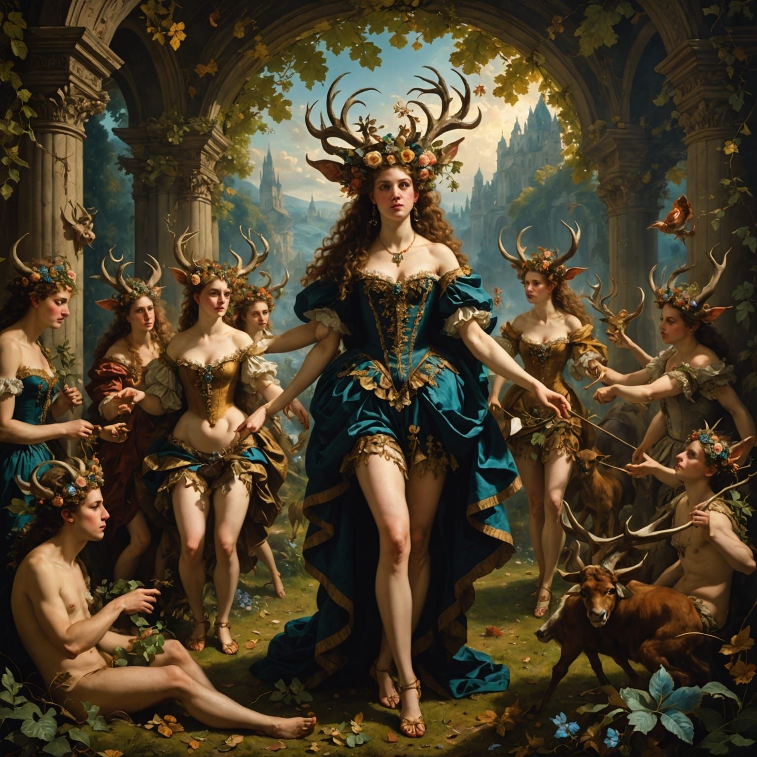 Epic Baroque Festival of Fauns and Nymphs Digital Painting