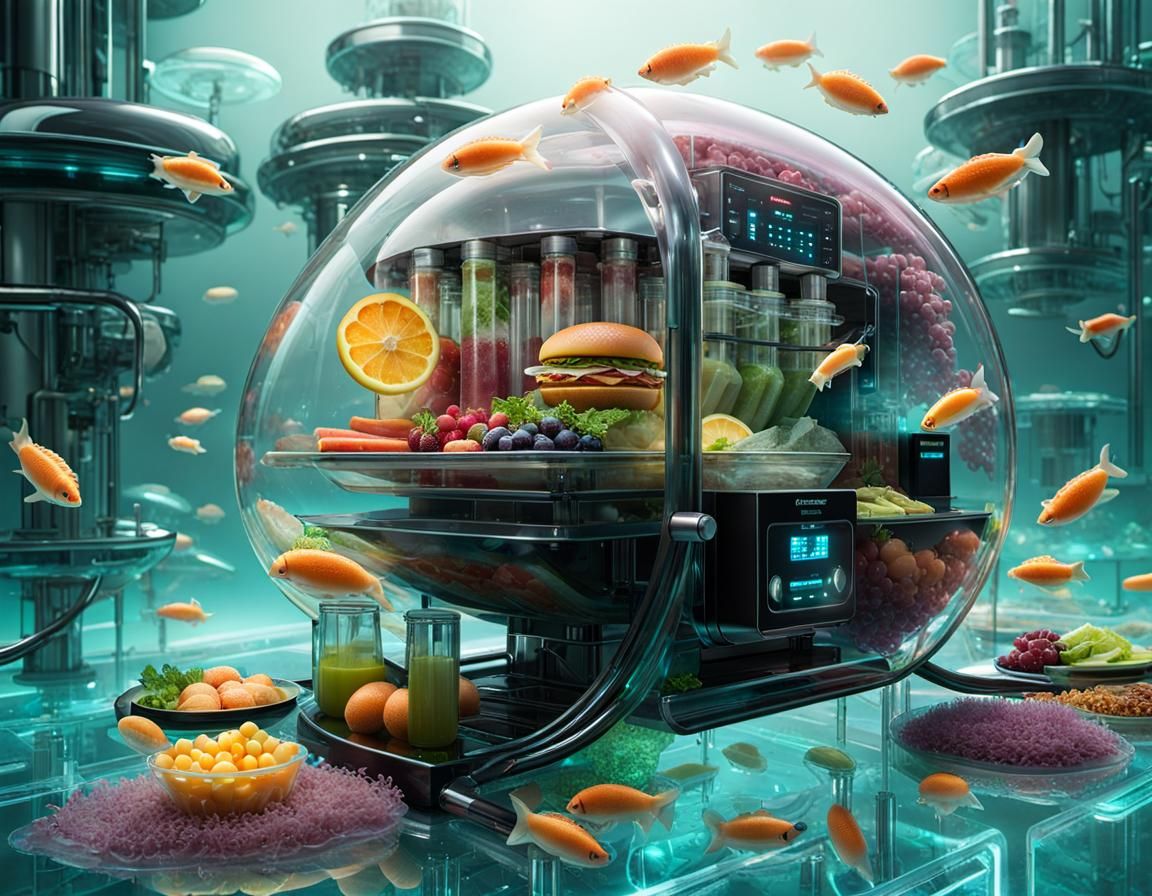 Cybernetic Food Dispenser with Bioluminescent Food