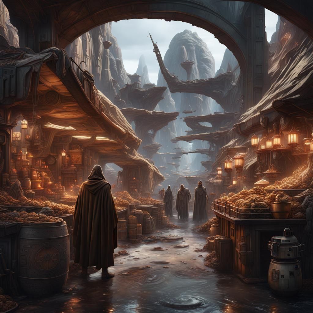 Vibrant Star Wars Marketplace Concept Art