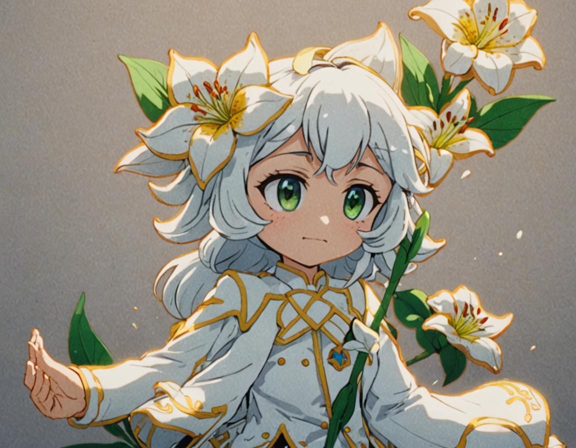 White Lily Cookie in Cel-Shaded Anime Style
