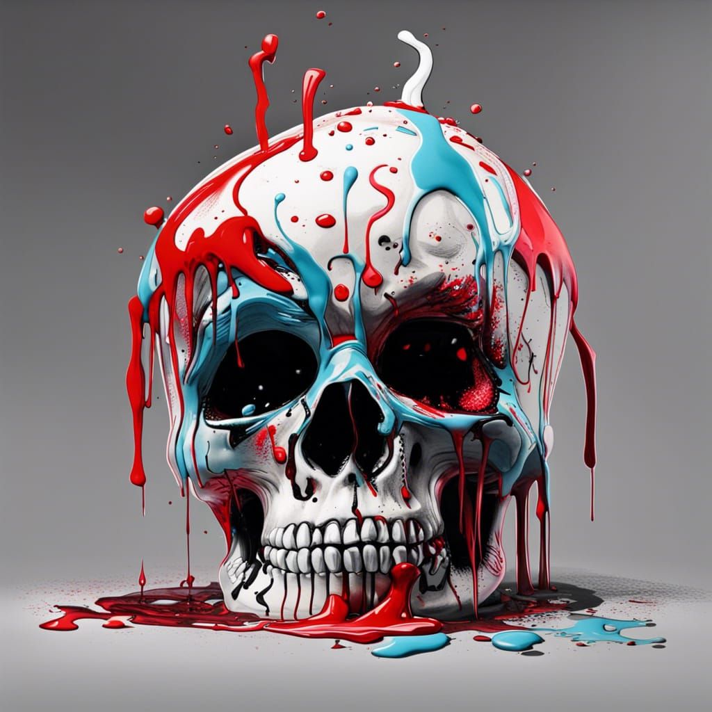 Skull Cake Graffiti Art in Polychromatic Colors
