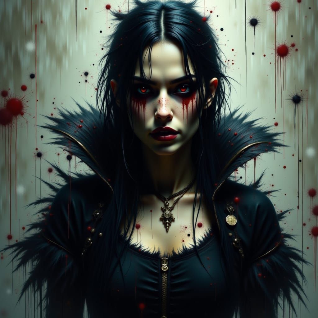 Gothic Vampire Maiden in Cyberpunk Distortion