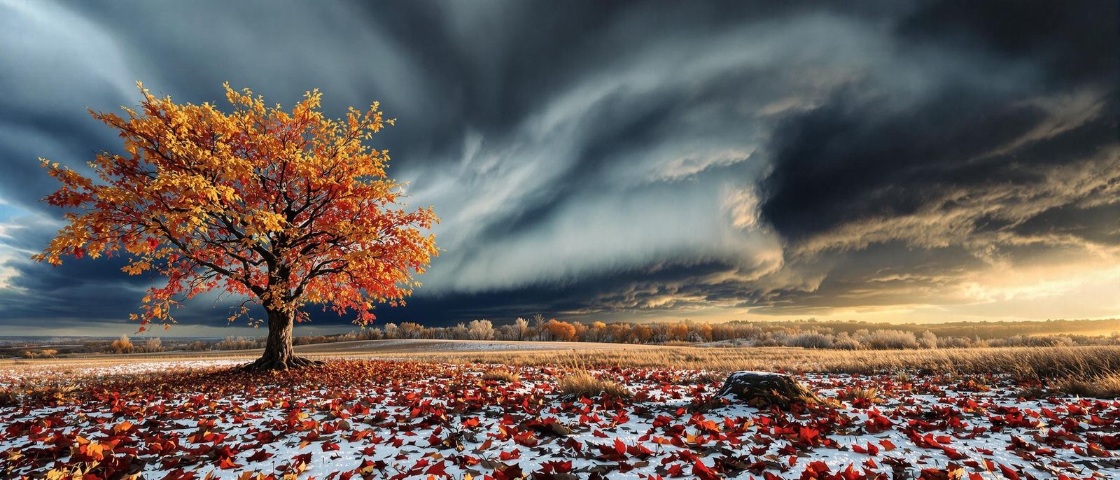 Autumn's Last Stand Against Approaching Winter Storm