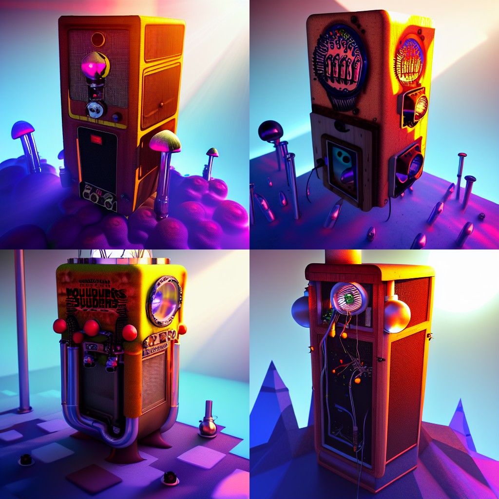 Mushroom Eaters in Steampunk Solar-punk Style