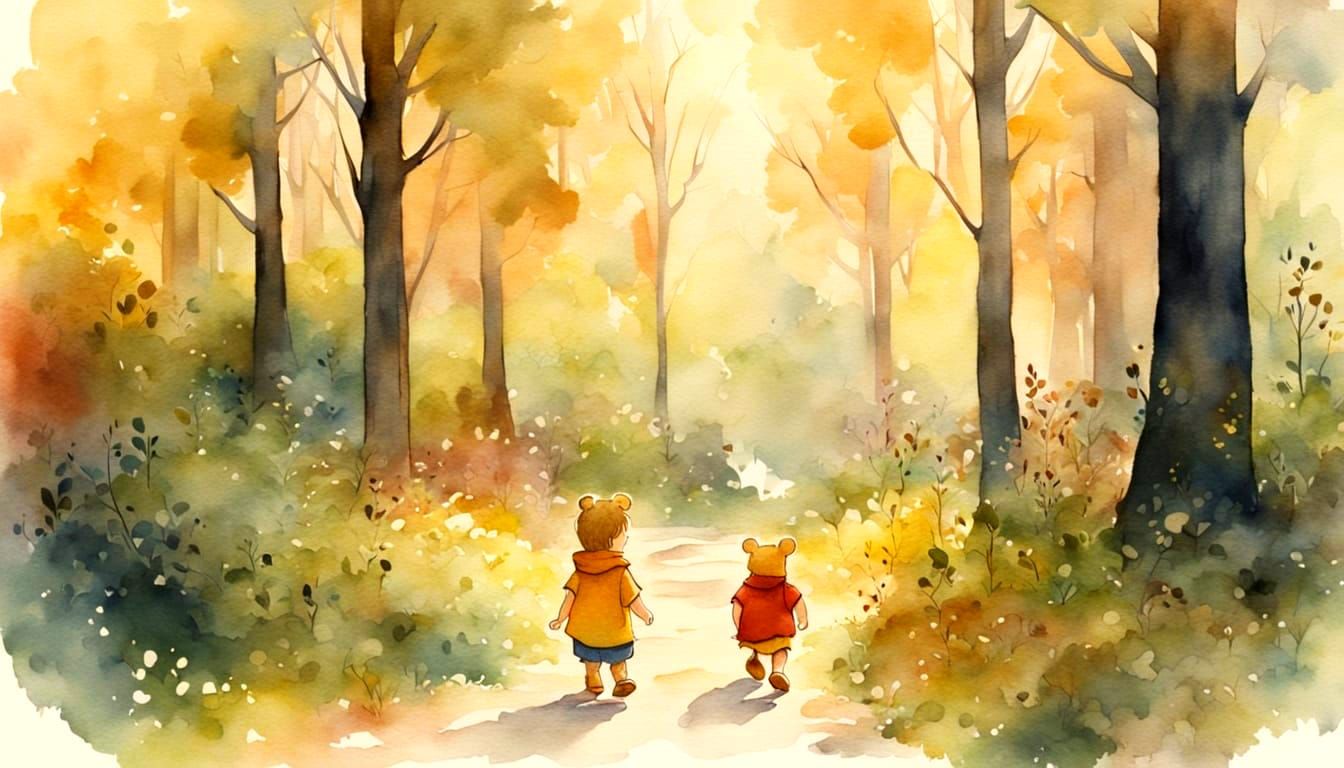 Watercolor Winnie the Pooh and Christopher Robin