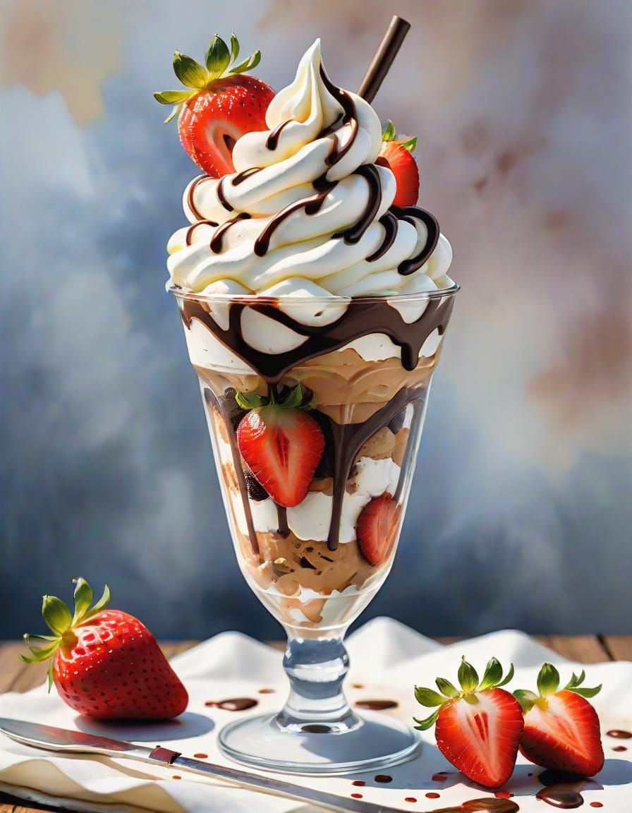 Watercolor Parfait with Chocolate Vanilla Swirl