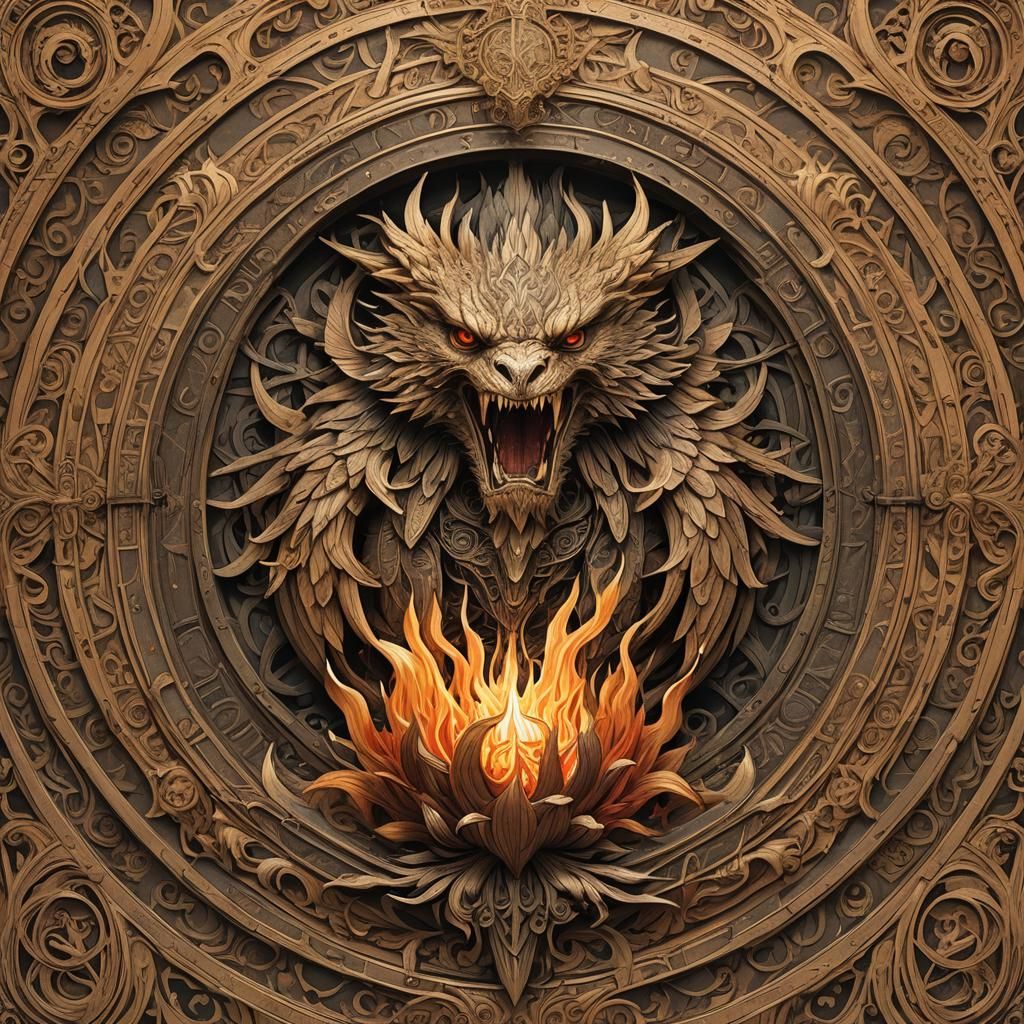 Fiery Phoenix Concept Art in Ornate Digital Style