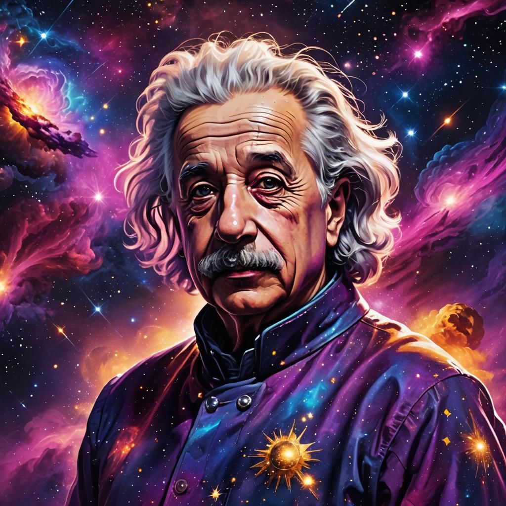 Einstein in Space Age Digital Concept Art