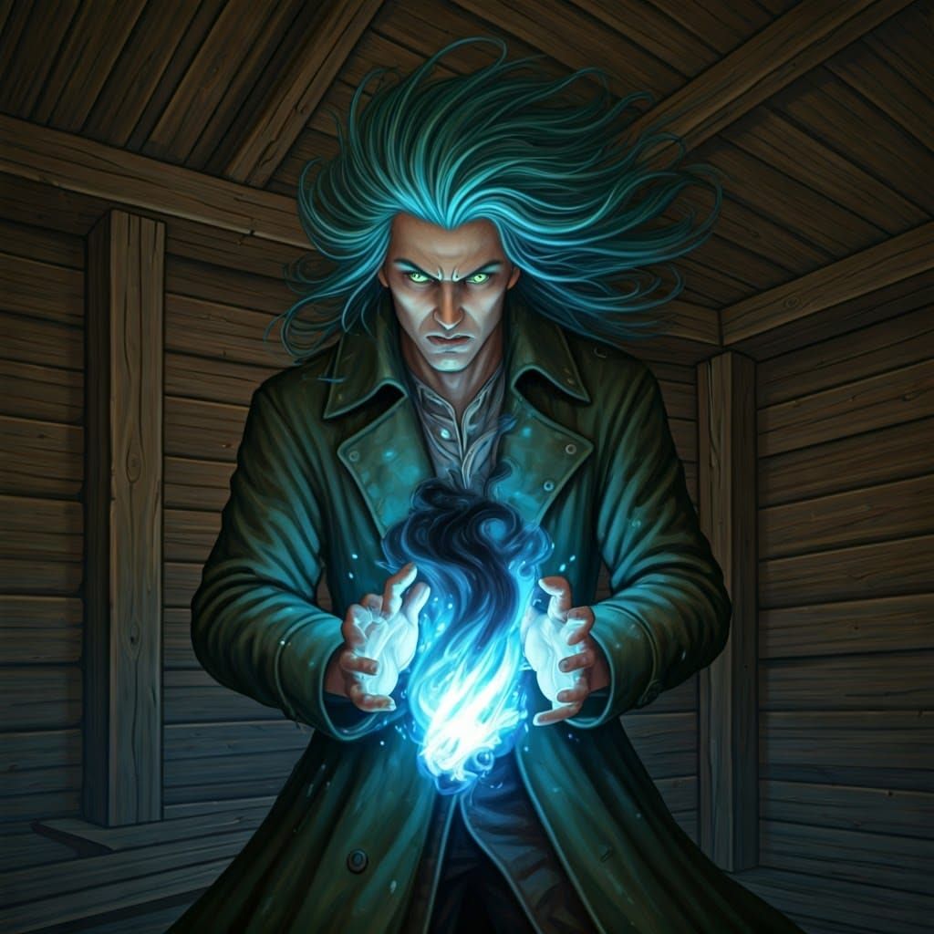 Windblown Man and Ethereal Fog, in Gothic Style