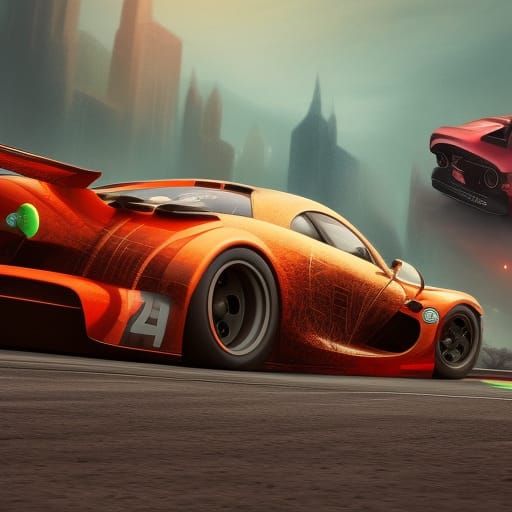 Detailed Race Car Matte Painting in Deep Color