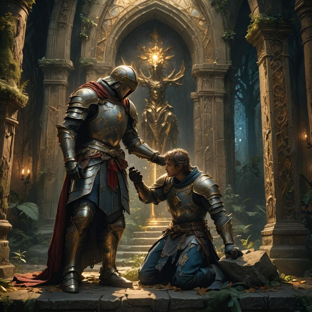 Knight in Mystical Forest: Fantasy Concept Art