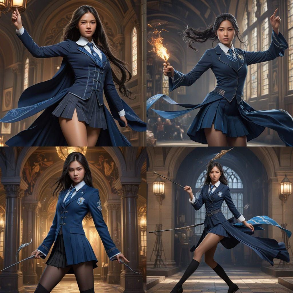 Cho Chang vs Deatheaters: Hyperdetailed 8k Portrait